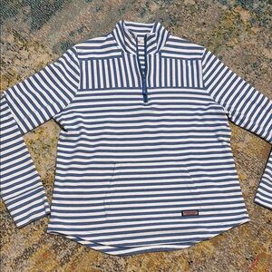 Vineyard Vines Blue and White Striped Quarter Zip